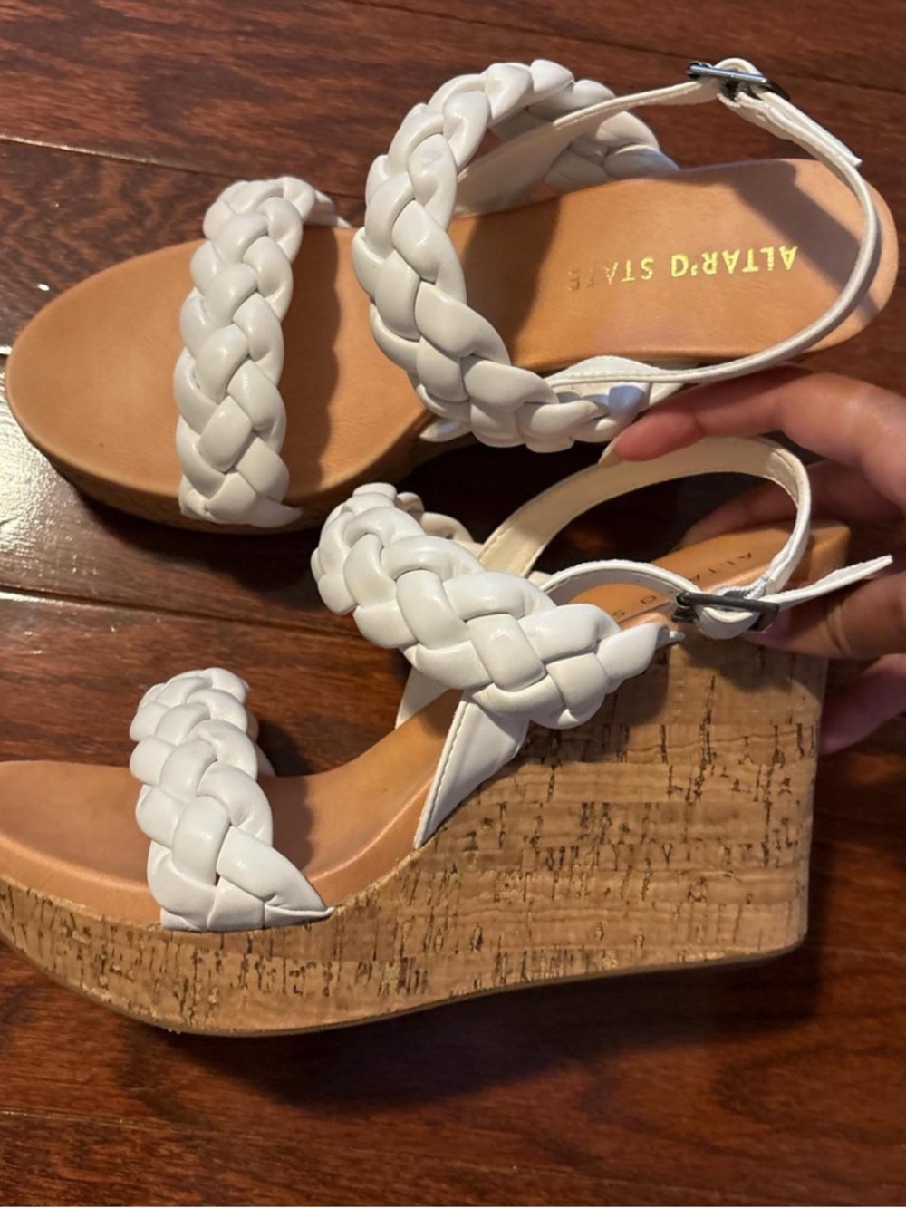 Altar’d State White Braided Wedge Sandals